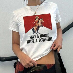 Cowgirl T-Shirt Save A Horse Ride A Lesbian LGBT Pride Month Funny Tee 81